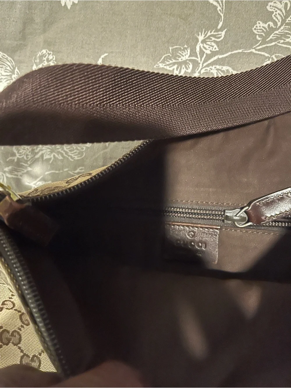 Gucci Beige and Brown GG Canvas Crossbody Bag
